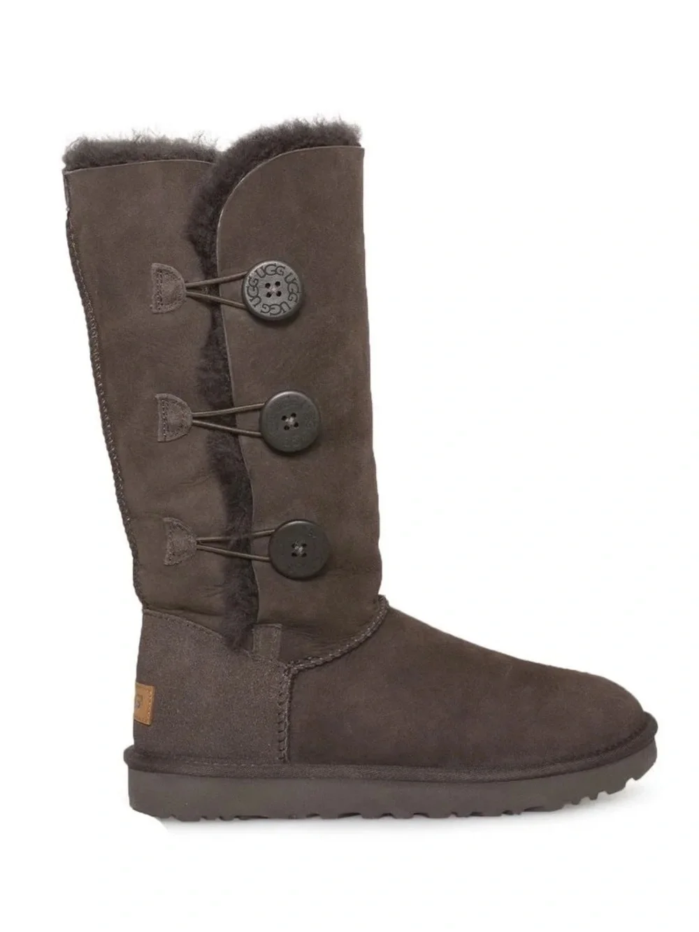 UGG Chestnut Button-Accent Mid-Calf Shearling Boots
